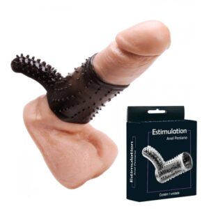 Meia capa peniana com estimulador clitoriano Preta - Sexshop