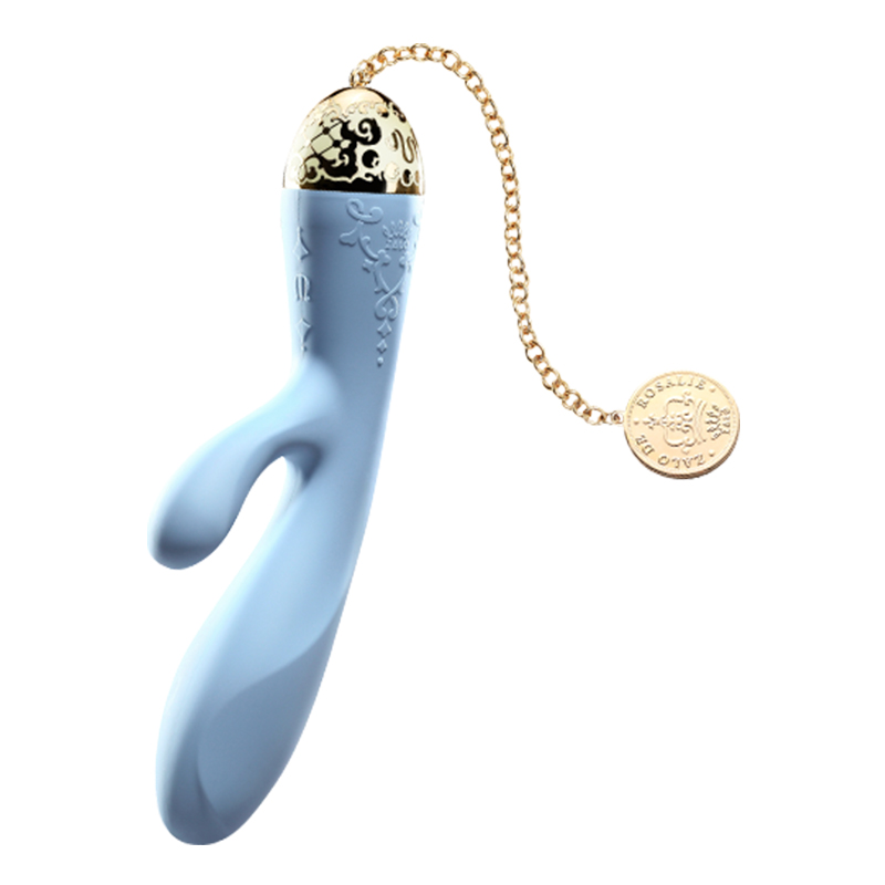 Vibrador Luxo ZALO - Versailles Rosalie Rabbit Vibrator - Azul - Sex shop-0