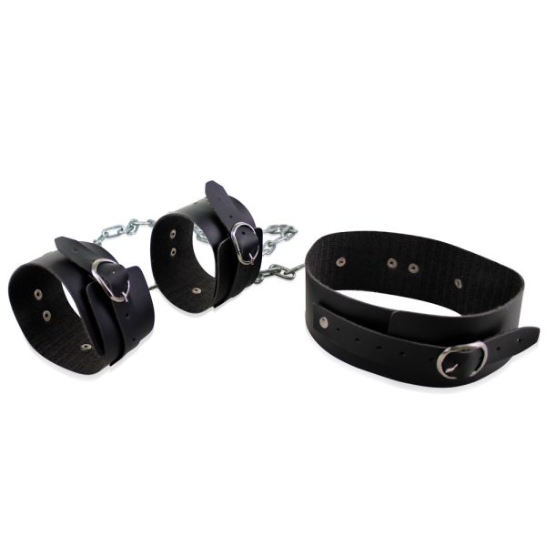 Coleira com Algemas em Couro - Sexshop - Image 2