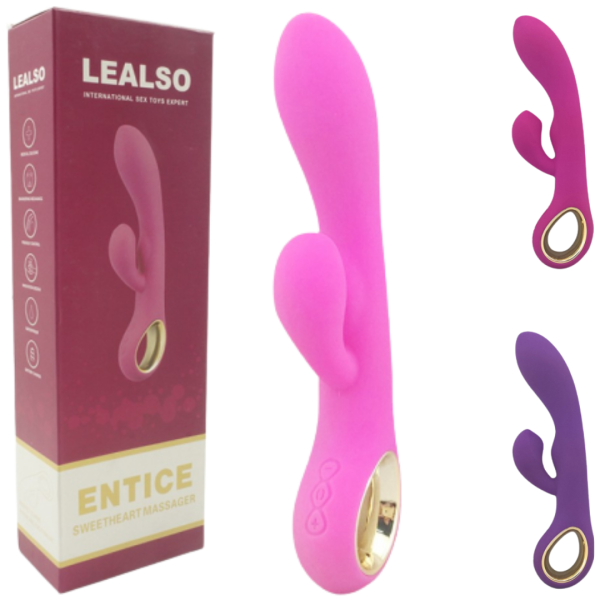 Vibrador de luxo recarregável com detalhes em metal e estimulador - Sex shop