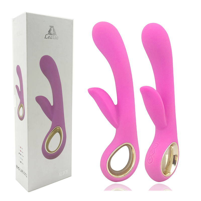 Vibrador de luxo Alice recarregável com detalhes em metal e estimulador clitoriano - Sexshop