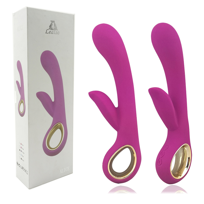 Vibrador de luxo Alice recarregável com detalhes em metal e estimulador clitoriano - Sexshop