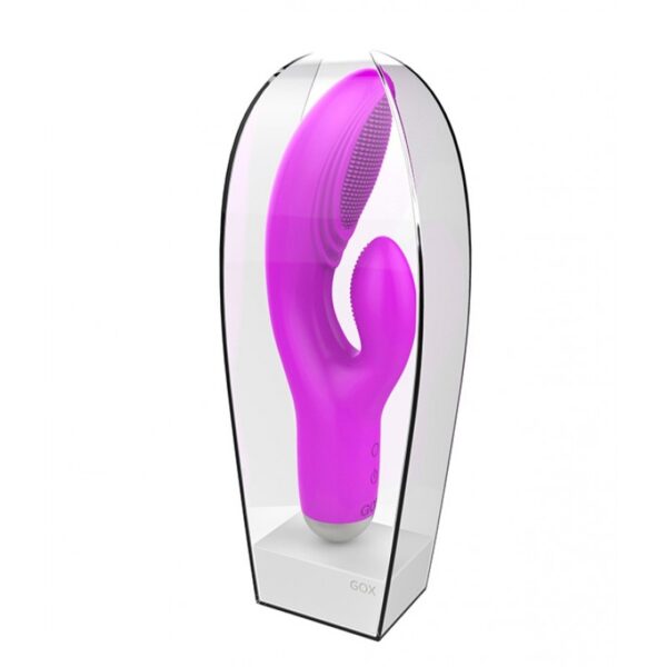 Vibrador rotativo Dora em silicone com estimulador clitoriano 20 vibrações - Sexshop