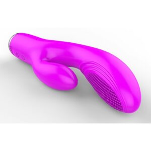 Vibrador rotativo Dora em silicone com estimulador clitoriano 20 vibrações - Sexshop