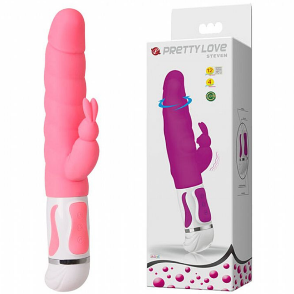 Vibrador Steven Rotativo Silicone com Estimulador Coelho