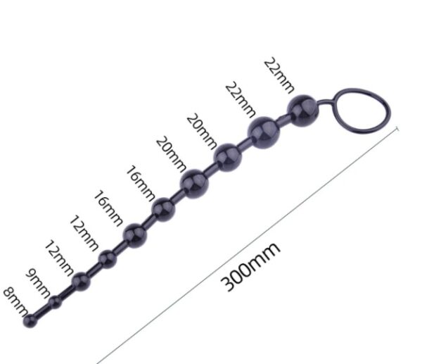 Plug Anal Com 10 Bolinhas em Silicone com Alça de Segurança - Sex shop - Image 2