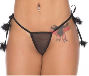 Fio Dental Pompom Pimenta Sexy Preta - Calcinha Sexy