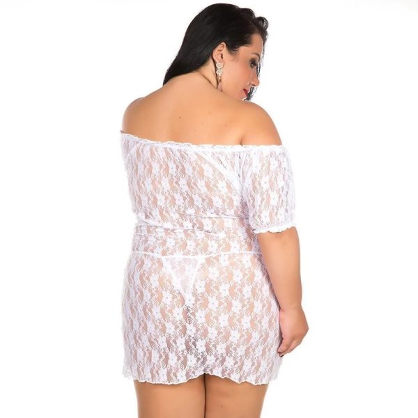 Camisola Sensual Plus Size Ciganinha Pimenta Sexy Branca - Camisola Sexy - Image 2