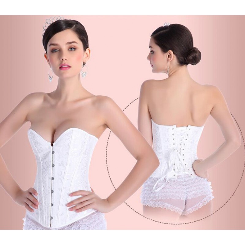 Corselet, Tomara que Caia, Trabalhado, com Ajuste na Parte de Trás - Branco P - Sexshop