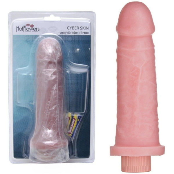 Pênis em Cyberskin com vibrador 17 x 5cm Hot Flowers - Sex shop