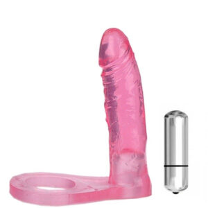 Anel Companheiro Rosa com Vibrador 13,5cm - Sex shop