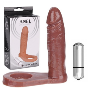 Anel peniano Companheiro Marrom com Vibrador 13,5cm - Sex shop