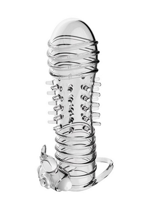Capa Peniana com Estimulador Vibratório e 3,2 cm de Extensão - DRAGON CRYSTAL SLEEVE - Sexshop