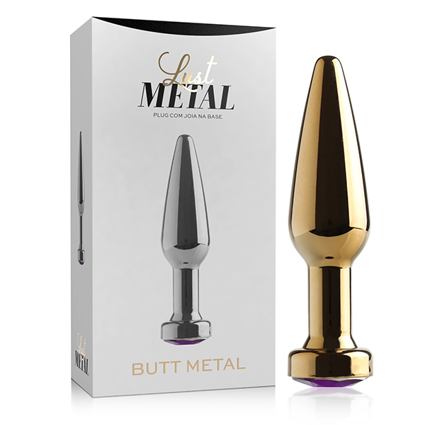 Plug anal com Pedra Alongado Lust Metal - Plug Butt Metal Gold - Sexshop