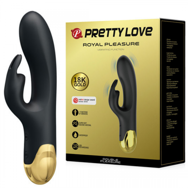 Vibrador Recarregável Luxuoso Banhado em Ouro 18k com 7 Modos de Vibração - PRETTY LOVE ROYAL DOUBLE PLEASURE - Sex shop