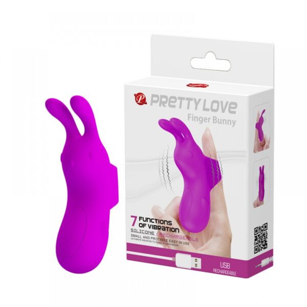 Dedeira Vibratória Recarregável Formado Coelho com 7 Modos de Vibração - PRETTY LOVE FINGER BUNNY - Sexyshop