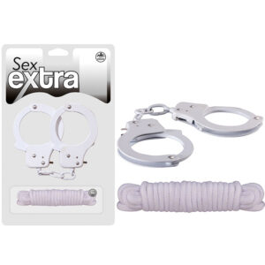 Algemas e Corda - Sex Extra - Cuffs & Rope - 3 metros de Corda - Branca - Sex shop
