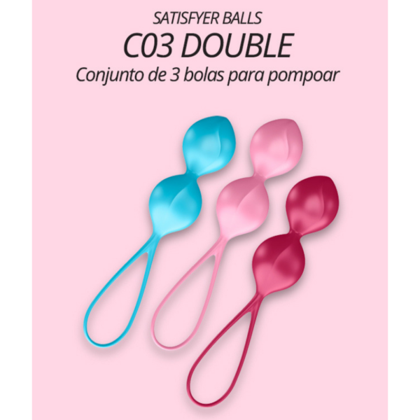 Bolinha de Pompoar SATISFYER BALLS - Com 03 DOUBLE - Sex shop