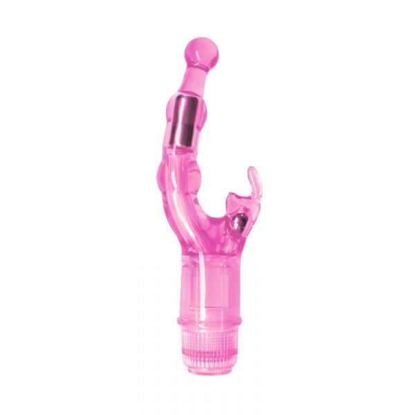 Vibrador Ponto G em Jelly com Estimulador Clitoriano Multivelocidade - CRYSTAL NAUGHTY RABBIT - Sexyshop