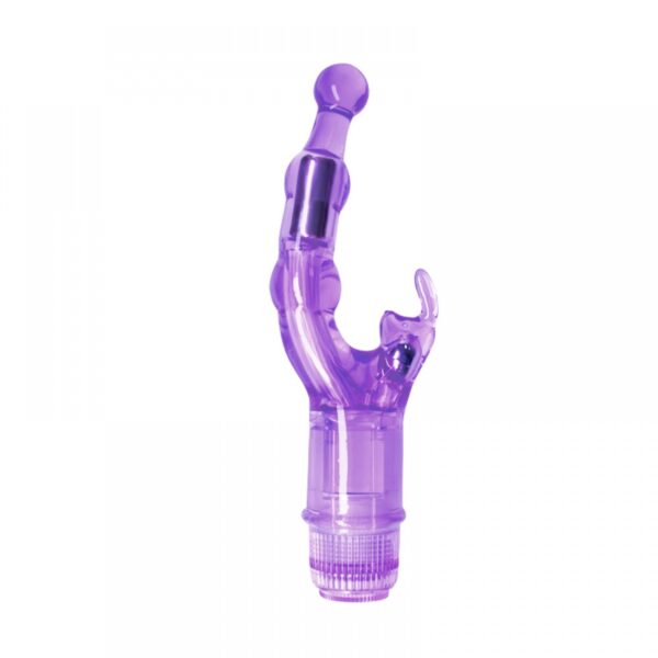 Vibrador Ponto G em Jelly com Estimulador Clitoriano Multivelocidade - CRYSTAL NAUGHTY RABBIT - Sexyshop