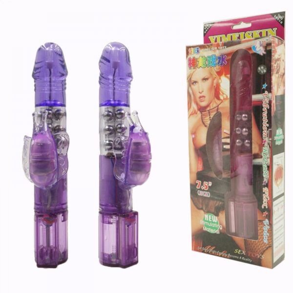 Vibrador Rotativo Multivelocidade com Estimulador Borboleta - Sexshop