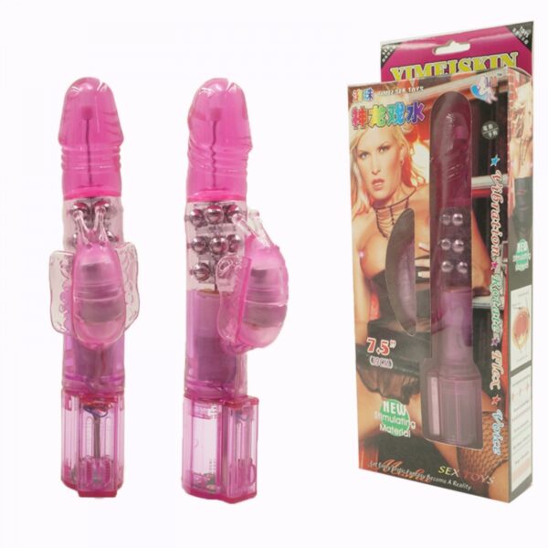 Vibrador Rotativo Multivelocidade com Estimulador Borboleta - Sexshop