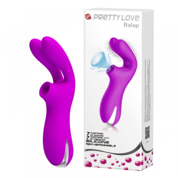 Estimulador Recarregável com Sucção e Vibração em Formato de Coelho - PRETTY LOVE RALAP - Sexshop