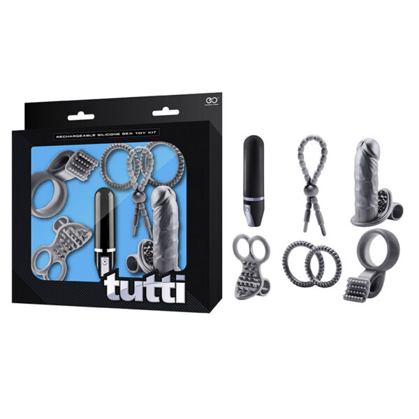 Kit Set Anéis - com vibrador recarregável - Tutti - Silicone Rechargeable Vibrator - Sexshop