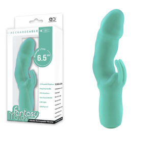 Vibrator Fantasy Males - Silicone Rechargeable W/Ultimate Clitoris Stimulator - 17cm verde - Sexshop