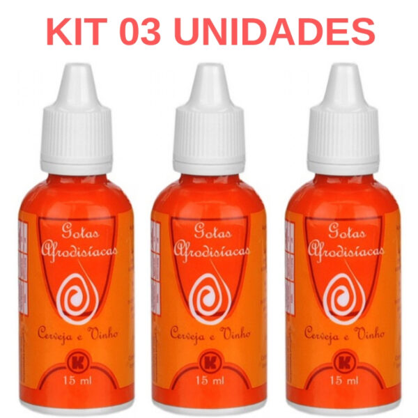 Kit 03 Gotas afrodisíacas para vinho ou cerveja 15ml - Sexshop