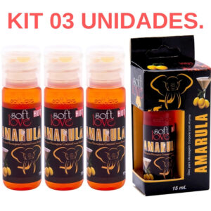 Kit 03 Óleo Amarula para massagem intima que esquenta 15 ml Soft Love - Sexshop