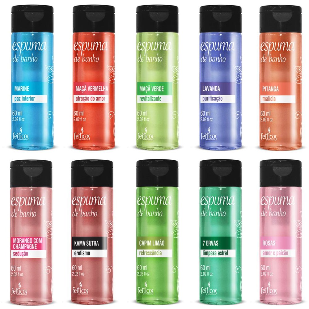 Kit 03 Espuma de Banho Lavanda Purificação 60ml Feitiços - Sexshop