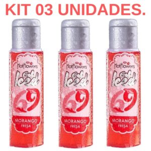 Kit 03 Gel Gelado Aromatizante Sabor Morango 35ml HotFlowers - Sexshop