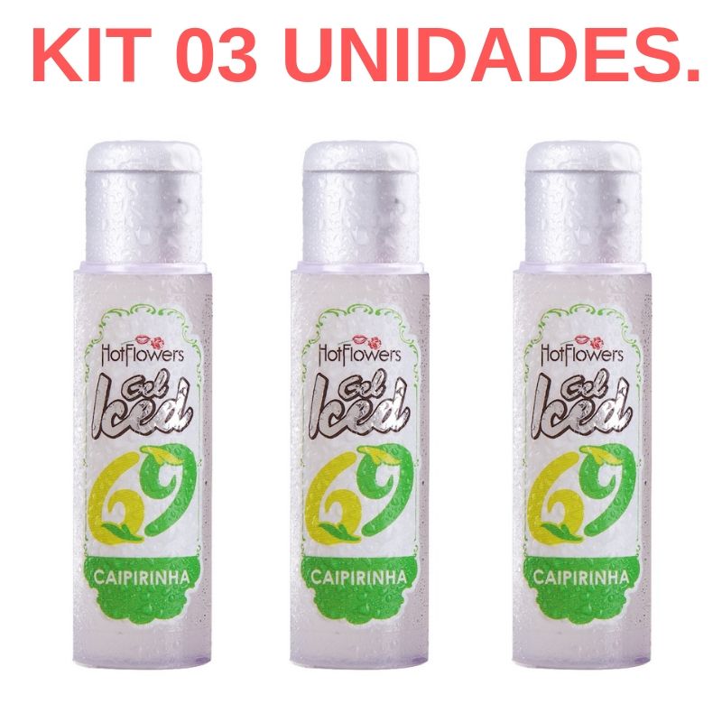 Kit 03 Gel Gelado Aromatizante Sabor Caipirinha 35ml HotFlowers - Sexshop