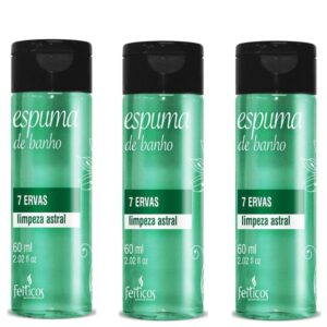 Kit 03 Espuma de Banho 7 Ervas Limpeza Astral 60ml Feitiços - Sexshop