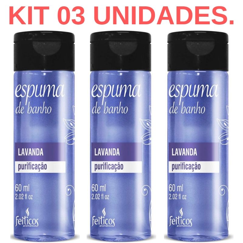Kit 03 Espuma de Banho Lavanda Purificação 60ml Feitiços - Sexshop