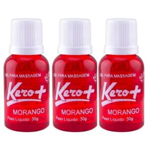 Kit 03 Gel Comestível Kero Mais Morango 30gramas - Sexshop