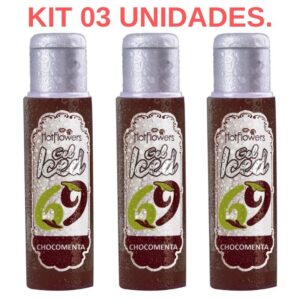 Kit 03 Gel Gelado Aromatizante Sabor Chocomenta 35ml HotFlowers - Sexshop