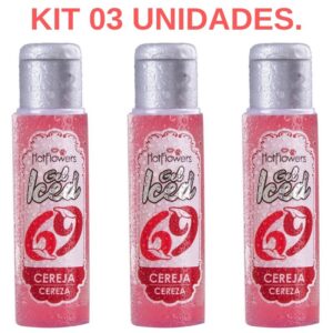 Kit 03 Gel Gelado Aromatizante Sabor Cereja 35ml HotFlowers - Sexshop