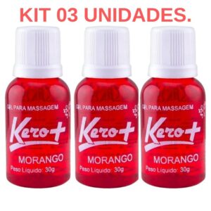 Kit 03 Gel Comestível Kero Mais Morango 30gramas - Sexshop