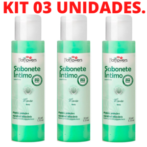 Kit 03 Sabonete Íntimo Menta 35ml Hot Flowers - Sexshop