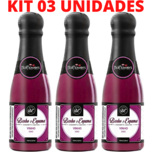 Kit 03 Sabonetes Líquido Banho & Espuma 15ml Vinho Hot Flowers - Sex shop