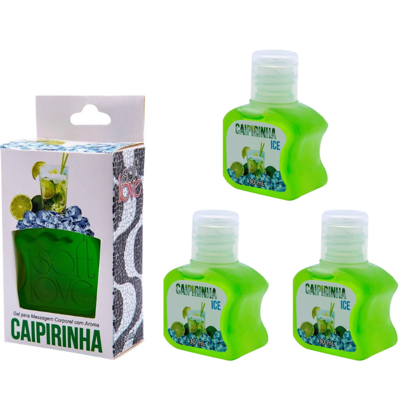 Kit 03 Gel Gelado Comestível Caipirinha 30ml SoftLove - Sex shop
