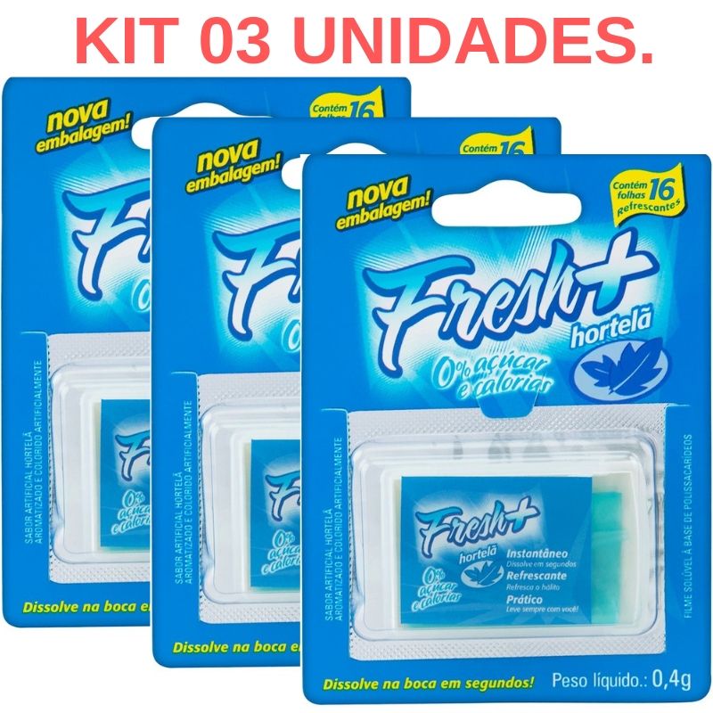 Kit 03 Lâminas Fresh Mais de Hortelã para sexo oral - Sexshop