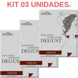 Kit 03 Degust Tapa-Sexo Solúvel Chocolate Flor Hot Flowers - Sex shop