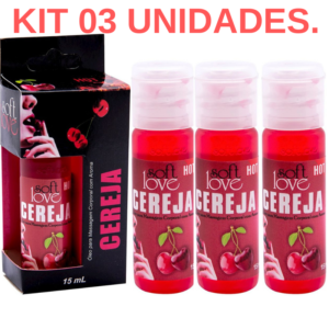 Kit 03 Óleo cereja para massagem intima que esquenta 15 ml Soft Love - Sexshop