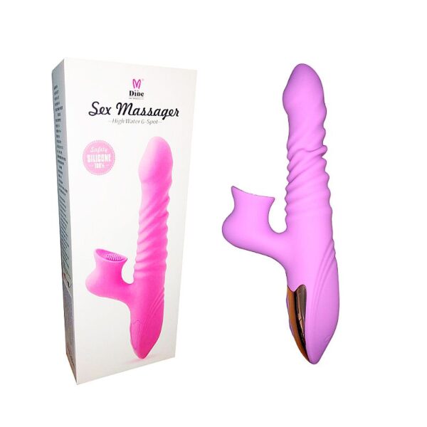 Vibrador vai e vem com sucção Clitoriana - Christal Dibe Sexshop
