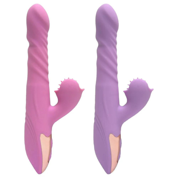 Vibrador recarregável vai e vem com estimulador clitoriano simulador de sexo oral com línguas giratórias - Dibe - Image 2