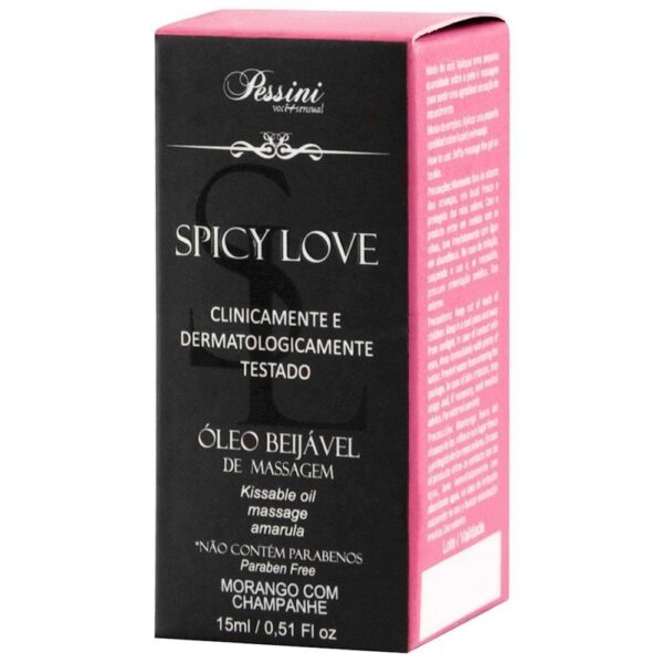 Kit 03 Gel Corporal de Morango com Champanhe Spicy Love Pessini 15ml - Sexshop