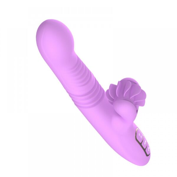 Vibrador recarregável vai e vem com estimulador clitoriano simulador de sexo oral com línguas giratórias - Sexshop